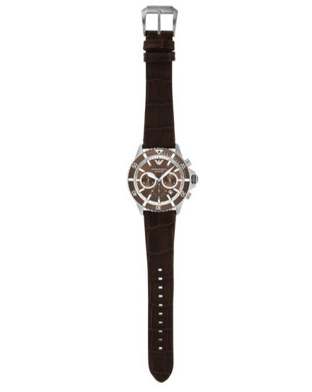 Emporio Armani Diver Chronograph Brown Dial Brown Leather Strap Watch For Men - AR11486 - Image 12